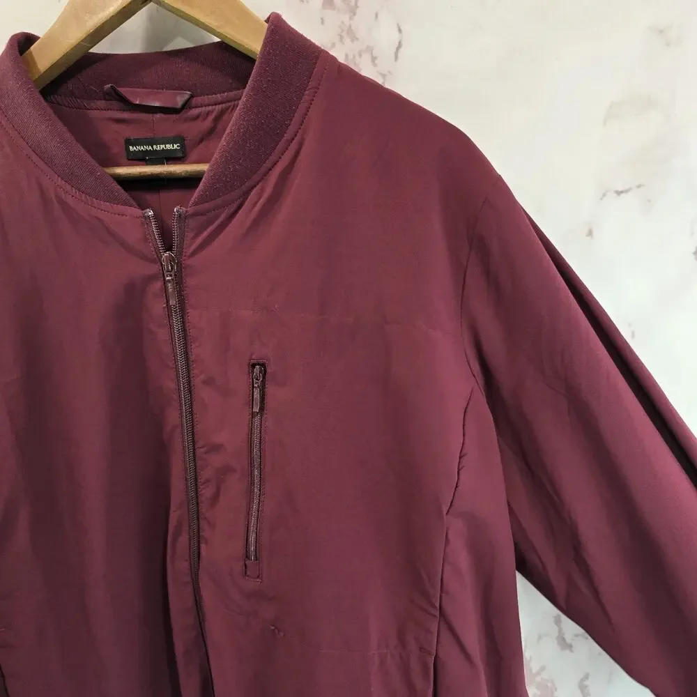 Banana Republic Jacket Mens XL Red Bomber Full Zip Shop Mechanic Cranberry